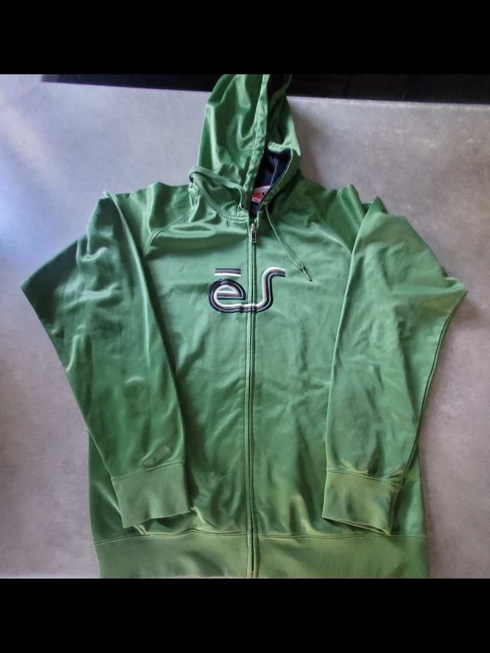 SATIN Green ÉS FOOTWEAR Logo Zip-Up Hoodie